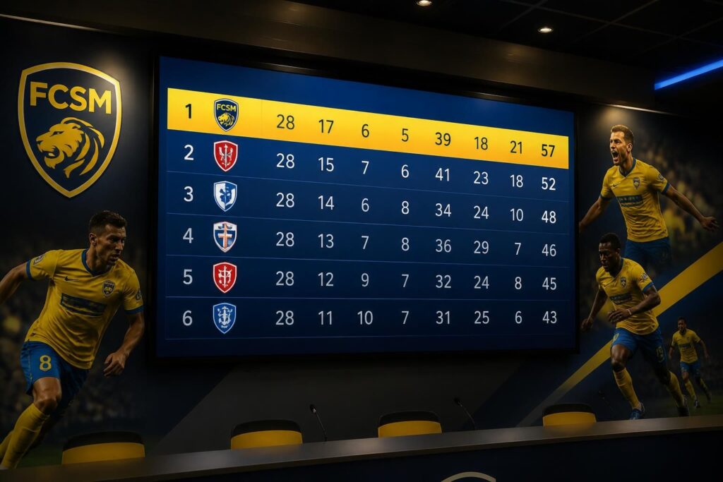 découvrez le classement du football club sochaux-montbéliard en ligue 2 et suivez sa performance face à ses principaux rivaux tout au long de la saison.