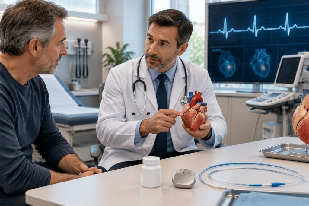 découvrez les traitements de l’arythmie cardiaque : médicaments, gestes médicaux et interventions possibles selon le type de trouble du rythme.